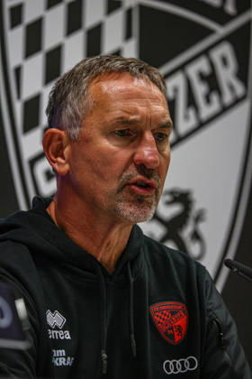 Coach Achim Beierlorzer, head coach of FC Ingolstadt 04, at the postgame press conference following the match between FC Ingolstadt 04 and SV Wehen Wiesbaden on October 11, 2026, DFB regulations prohibit any use of photographs as image sequences and or quasi-video. GER, Soccer, 3. Liga, Matchday 8, FC Ingolstadt 04 vs. SV Wehen Wiesbaden, October 11, 2026, Audi Sportpark Ingolstadt Copyright: xEibner-Pressefoto OliverxSTRISCHx EP-OSH