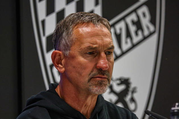 Coach Achim Beierlorzer, head coach of FC Ingolstadt 04, at the postgame press conference following the match between FC Ingolstadt 04 and SV Wehen Wiesbaden on October 11, 2026, DFB regulations prohibit any use of photographs as image sequences and or quasi-video. GER, Soccer, 3. Liga, Matchday 8, FC Ingolstadt 04 vs. SV Wehen Wiesbaden, October 11, 2026, Audi Sportpark Ingolstadt Copyright: xEibner-Pressefoto OliverxSTRISCHx EP-OSH