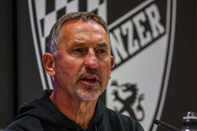 Coach Achim Beierlorzer, head coach of FC Ingolstadt 04, at the postgame press conference following the match between FC Ingolstadt 04 and SV Wehen Wiesbaden on October 11, 2026, DFB regulations prohibit any use of photographs as image sequences and or quasi-video. GER, Soccer, 3. Liga, Matchday 8, FC Ingolstadt 04 vs. SV Wehen Wiesbaden, October 11, 2026, Audi Sportpark Ingolstadt Copyright: xEibner-Pressefoto OliverxSTRISCHx EP-OSH