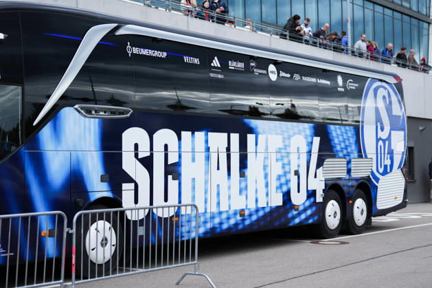 1 Bundesliga: SC Freiburg vs. FC Schalke 04, October 11, 2026—FC Schalke 04 bus in front of the Europa-Park Stadium. 1 Bundesliga: SC Freiburg vs. FC Schalke 04, Europa-Park Stadium, October 11, 2026 DFB and DFL regulations prohibit any use of photographs as image sequences and or quasi-video. Copyright: xBEAUTIFULxSPORTS Boscox