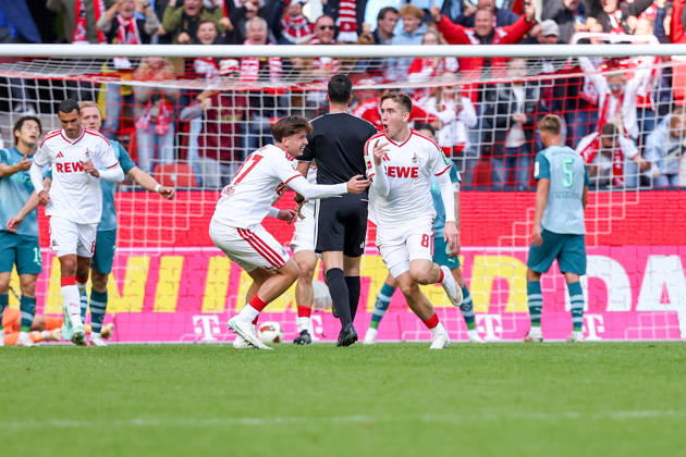October 11, 2026, xkwix, Soccer, Bundesliga, 1. FC Köln vs. Borussia Mönchengladbach, RheinEnergieSTADION, Matchday 5, 2026–2027 season: Isak Johannesson of 1. FC Köln celebrates the 1–0 goal. DFB regulations prohibit any use of photographs as image sequences and or quasi-video. Photo: xKamilxWilkowskixPressefotoKochx, North Rhine-Westphalia, Germany