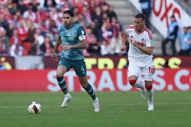 October 11, 2026, xkwix, Soccer, Bundesliga, 1. FC Köln vs. Borussia Mönchengladbach, RheinEnergieSTADION, Matchday 5, 2026–2027 Season: Kevin Diks (Borussia Mönchengladbach) 4 in a tackle against Said El Mala (1. FC Köln) 10. DFB regulations prohibit any use of photographs as image sequences and or quasi-video. Photo: xKamilxWilkowskixPressefotoKochx, North Rhine-Westphalia, Germany