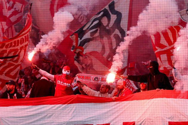 October 11, 2026, xkwix, Soccer, Bundesliga, 1. FC Köln vs. Borussia Mönchengladbach, RheinEnergieSTADION, Matchday 5, 2026–2027 Season Pyrotechnics in the Cologne fans section DFB regulations prohibit the use of photographs as image sequences and or quasi-video Photo: xKamilxWilkowskixPressefotoKochx North Rhine-Westphalia, Germany