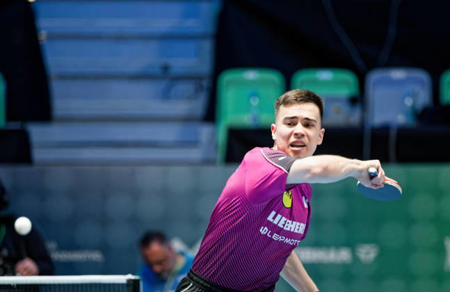 Kay Stumper of SV Muelhausen, Germany (photo ms1277) at the 2026 European Table Tennis Championships in Ljubljana LJUBLJANA, SLOVENIA, OCTOBER 11, 2026 Kay Stumper Post SV Muelhausen, Germany (photo ms1277) in action at the European Table Tennis Championships at Stozice Arena, Ljubljana, Slovenia. Photo by Manfred Schillings. Ljubljana, Stozice Arena, Slovenia