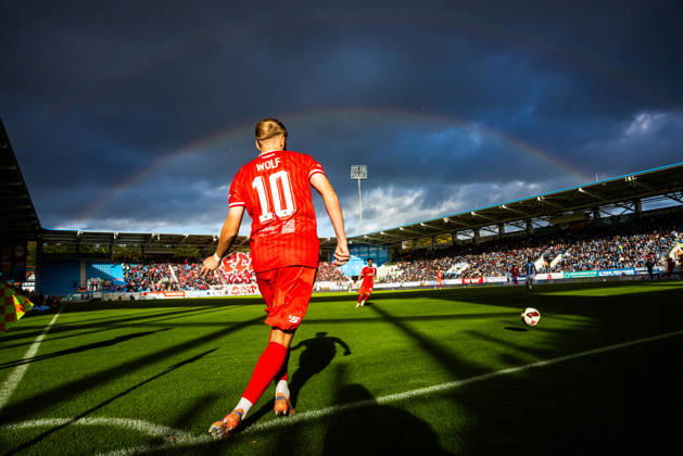 Chemnitz, 111026, Northeast Regional Soccer League: Chemnitzer FC vs. FC Rot-Weiß Erfurt. Pictured: A rainbow over the stadium on Gelertstrasse. Photo by Marco Wolf, Erfurt