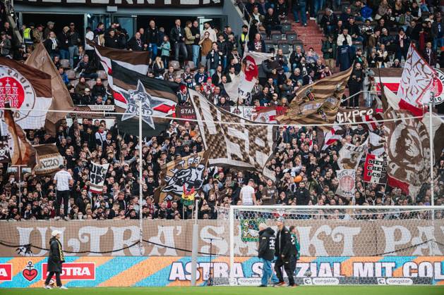 2. Bundesliga: FC St. Pauli vs. Karlsruher SC, October 11, 2026—St. Pauli fans during the warm-up, soccer, 2. Bundesliga, Matchday 7: FC St. Pauli vs. Karlsruher SC on October 11, 2026, at Millerntor Stadium, Hamburg. DFL regulations prohibit any use of photographs as image sequences and or quasi-video. Copyright: xBEAUTIFULxSPORTS Tonhäuserx