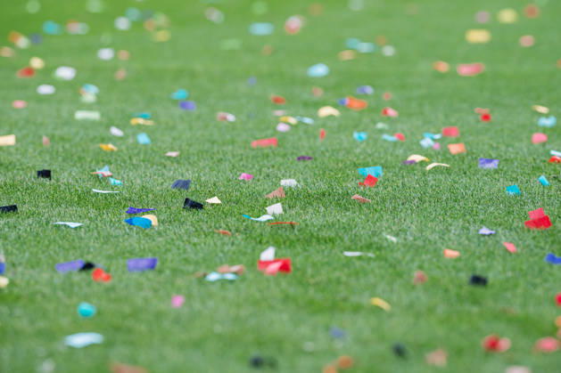 2. Bundesliga: FC St. Pauli vs. Karlsruher SC, October 11, 2026—Confetti on the soccer field, Soccer, 2. Bundesliga, Matchday 7: FC St. Pauli vs. Karlsruher SC on October 11, 2026, at Millerntor Stadium, Hamburg. DFL regulations prohibit any use of photographs as image sequences and or quasi-video. Copyright: xBEAUTIFULxSPORTS Tonhäuserx
