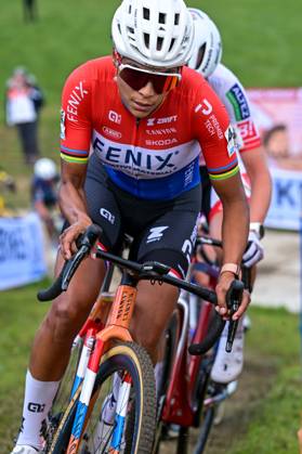 Netherlands Ceylin Del Carmen Alvarado is pictured in action during the women elite race of the Mosselcross cyclocross cycling event, on Sunday 11 October 2026, in Dendermonde, the first race (out of 7) of the HG Cross competition. DAVIDxPINTENS x189460286x