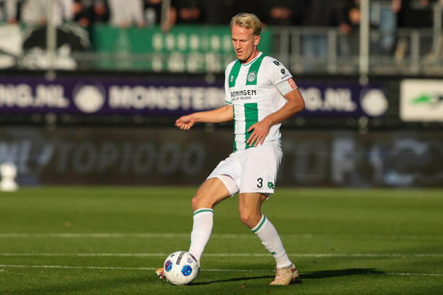 2026-10-11 Excelsior Rotterdam v FC Groningen - Dutch Eredivisie ROTTERDAM, NETHERLANDS - OCTOBER 11: Thijmen Blokzijl of FC Groningen shoots the ball during the Dutch Eredivisie match between Excelsior Rotterdam and FC Groningen at Stadion Woudestein on October 11, 2026 in Rotterdam, Netherlands. Rotterdam Stadion Woudestein Netherlands Content not available for redistribution in The Netherlands directly or indirectly through any third parties. Copyright: xHansxvanxderxValkx