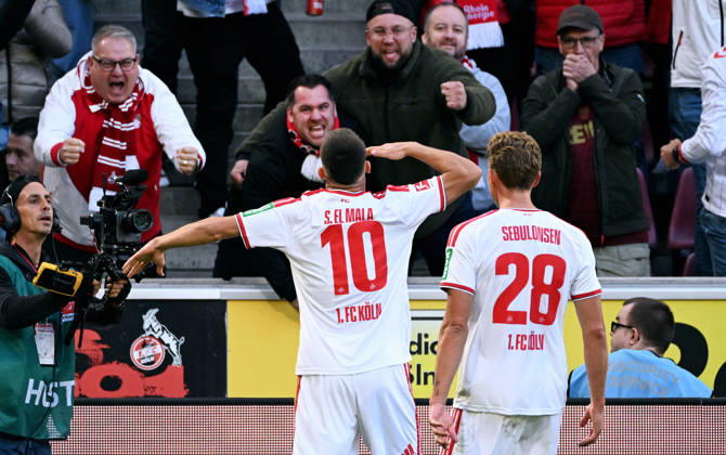 Cologne, Germany, Bundesliga 1, Matchday 5, Rhein Energie Stadium Cologne, 1 FC Köln vs. Borussia Mönchengladbach; Said El Mala celebrates after scoring; Celebration, Joy, Action