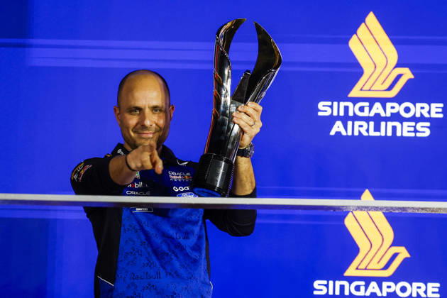 F1 - SINGAPORE GRAND PRIX 2026 LAMBIASE Gianpiero, Head of Race Engineering at Red Bull Racing, portrait,, podium during the 2026 Formula 1 Singapore Grand Prix, 17th round of the 2026 Formula One World Championship, WM, Weltmeisterschaft from October 9 to 11, 2026 on the Marina Bay Street Circuit, in Singapore, Singapore - SingaporeSingapore  Copyright: xJulienxDelfossex