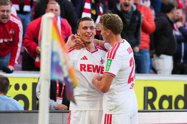 October 11, 2026, xydrx, Men s, Soccer, Bundesliga 1, 1. FC Köln vs. Borussia Mönchengladbach, 2026–2027 season, RheinEnergieSTADION: Celebrations after the goal that made it 2–1 for 1. FC Köln, scored by Said El Mala (1. FC Köln, No. 10) alongside Sebastian Sebulonsen (1. FC Köln, No. 28). DFB regulations prohibit any use of photographs as image sequences and or quasi-video. Copyright: HMBxMedia YannisxDreimann