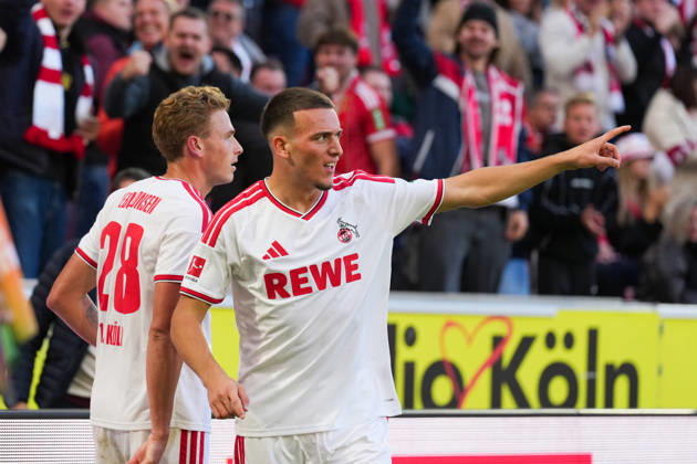 October 11, 2026, xydrx, Men s, Soccer, Bundesliga 1, 1. FC Köln vs. Borussia Mönchengladbach, 2026–2027 season, RheinEnergieSTADION: Celebrations after the goal that made it 2–1 for 1. FC Köln, scored by Said El Mala (1. FC Köln, No. 10) alongside Sebastian Sebulonsen (1. FC Köln, No. 28). DFB regulations prohibit any use of photographs as image sequences and or quasi-video. Copyright: HMBxMedia YannisxDreimann