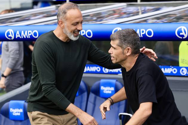 ESP LaLiga EA Sports Real Sociedad RC Deportivo La Coruna Antonio Hidalgo of RC Deportivo and Pellegrino Matarazzo of Real Sociedad during the LaLiga EA Sports match between Real Sociedad and RC Deportivo played at Anoeta Stadium in Gipuzkoa on October 11, 2026, in Spain. Spain Soccer Copyright: xAgenciaxLOFx