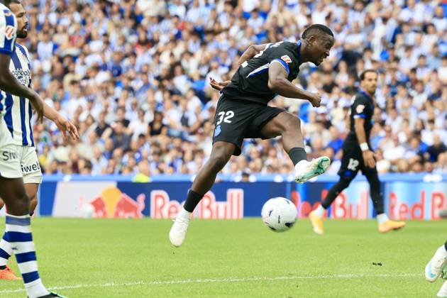 ESP LaLiga EA Sports Real Sociedad RC Deportivo La Coruna Bil Nsongo of RC Deportivo during the LaLiga EA Sports match between Real Sociedad and RC Deportivo played at Anoeta Stadium in Gipuzkoa on October 11, 2026, in Spain. Spain Soccer Copyright: xAgenciaxLOFx