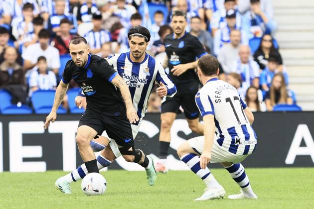 ESP LaLiga EA Sports Real Sociedad RC Deportivo La Coruna David Mella of RC Deportivo during the LaLiga EA Sports match between Real Sociedad and RC Deportivo played at Anoeta Stadium in Gipuzkoa on October 11, 2026, in Spain. Spanish Soccer Copyright: xAgenciaxLOFx