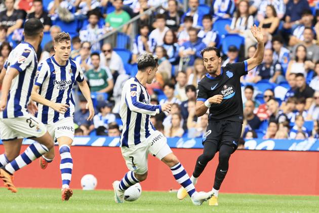 ESP LaLiga EA Sports Real Sociedad RC Deportivo La Coruna Giacomo Quagliata of RC Deportivo during the LaLiga EA Sports match between Real Sociedad and RC Deportivo played at Anoeta Stadium in Gipuzkoa on October 11, 2026, in Spain. Spain Soccer Copyright: xAgenciaxLOFx