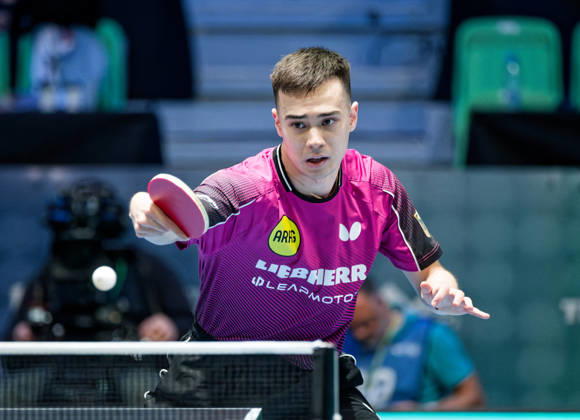 Kay Stumper of SV Muelhausen, Germany (photo ms1292b) at the 2026 European Table Tennis Championships in Ljubljana LJUBLJANA, SLOVENIA, OCTOBER 11, 2026 Kay Stumper Post SV Muelhausen, Germany (photo ms1292b) in action at the European Table Tennis Championships at Stozice Arena, Ljubljana, Slovenia. Photo by Manfred Schillings. Ljubljana, Stozice Arena, Slovenia