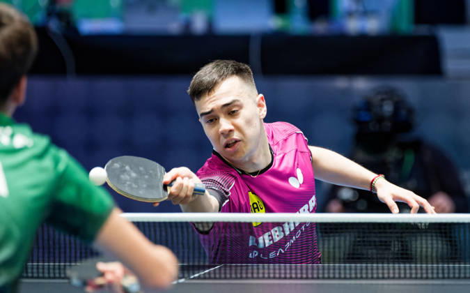 Kay Stumper of SV Muelhausen, Germany (photo ms1293b) at the 2026 European Table Tennis Championships in Ljubljana LJUBLJANA, SLOVENIA, OCTOBER 11, 2026 Kay Stumper Post SV Muelhausen, Germany (photo ms1293b) in action at the European Table Tennis Championships at Stozice Arena, Ljubljana, Slovenia. Photo by Manfred Schillings. Ljubljana, Stozice Arena, Slovenia