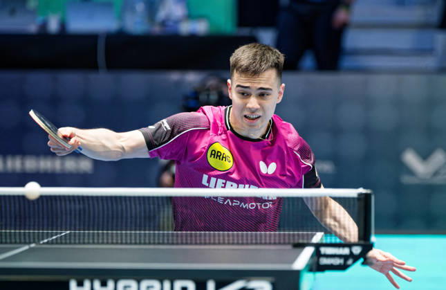 Kay Stumper of SV Muelhausen, Germany (photo ms1294b) at the 2026 European Table Tennis Championships in Ljubljana LJUBLJANA, SLOVENIA, OCTOBER 11, 2026 Kay Stumper Post SV Muelhausen, Germany (photo ms1294b) in action at the European Table Tennis Championships at Stozice Arena, Ljubljana, Slovenia. Photo by Manfred Schillings. Ljubljana, Stozice Arena, Slovenia
