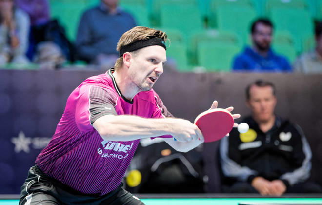 Ricardo Walther ASC Gruenwettersbach, Germany (photo ms1228b) at the 2026 European Table Tennis Championships in Ljubljana LJUBLJANA, SLOVENIA, OCTOBER 11, 2026 Ricardo Walther of ASC Gruenwettersbach, Germany (photo ms1228b) in action at the European Table Tennis Championships at Stozice Arena in Ljubljana, Slovenia. Photo by Manfred Schillings. Ljubljana, Stozice Arena, Slovenia