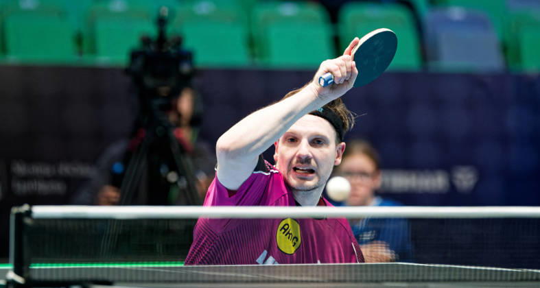 Ricardo Walther ASC Gruenwettersbach, Germany (photo ms1234b) at the 2026 European Table Tennis Championships in Ljubljana LJUBLJANA, SLOVENIA, OCTOBER 11, 2026 Ricardo Walther ASC Gruenwettersbach, Germany (photo ms1234b) in action at the European Table Tennis Championships at Stozice Arena, Ljubljana, Slovenia. Photo by Manfred Schillings. Ljubljana, Stozice Arena, Slovenia