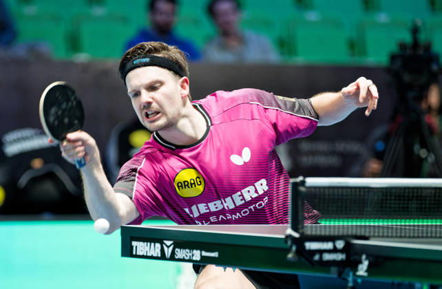 Ricardo Walther of ASC Gruenwettersbach, Germany (photo ms1239b) at the 2026 European Table Tennis Championships in Ljubljana LJUBLJANA, SLOVENIA, OCTOBER 11, 2026 Ricardo Walther of ASC Gruenwettersbach, Germany (photo ms1239b) in action at the European Table Tennis Championships at Stozice Arena in Ljubljana, Slovenia. Photo by Manfred Schillings. Ljubljana, Stozice Arena, Slovenia