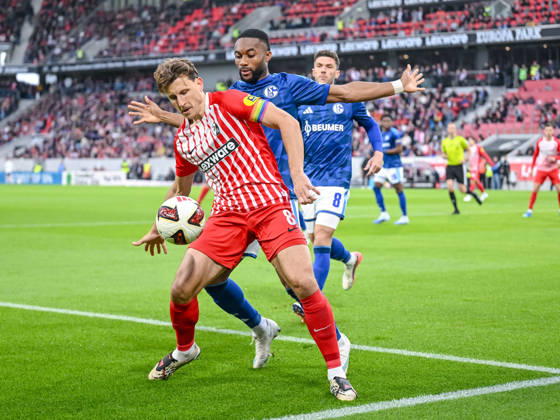Maximilian Eggestein of SC Freiburg and Moussa Sylla of FC Schalke 04 battle for the ball during the Bundesliga match between SC Freiburg and FC Schalke 04 at Europa-Park Stadium on October 11, 2026, in Freiburg im Breisgau, Germany Photo by Harry Langer DeFodi Images Maximilian Eggestein of SC Freiburg and Moussa Sylla of FC Schalke 04 battle for the ball during the Bundesliga match between Sport Club Freiburg and FC Schalke 04 at Europa Park Stadion on October 11, 2026, in Freiburg im Breisgau, Germany. Photo by Harry Langer, DeFodi Images. DFB and DFL regulations prohibit any use of photographs as image sequences and or quasi-video. Photo by Harry Langer, DeFodi Images. DFB and DFL regulations prohibit any use of photographs as imSEQUENCES AND OR QUASI-VIDEO