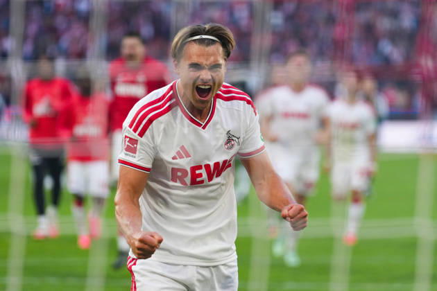 October 11, 2026, xydrx, Men s, Soccer, Bundesliga 1, 1. FC Köln vs. Borussia Mönchengladbach, 2026–2027 season, RheinEnergieSTADION: Joel Schmied of 1. FC Köln celebrates the victory. DFB regulations prohibit any use of photographs as image sequences and or quasi-video. Copyright: HMBxMedia YannisxDreimann