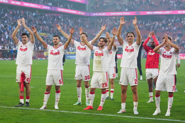 October 11, 2026, xydrx, Men s, Soccer, Bundesliga 1, 1. FC Köln vs. Borussia Mönchengladbach, 2026–2027 season, RheinEnergieSTADION Luka Lochoshvili 1 FC Köln, 24 Tom Krauß 1 FC Köln, 5 Marius Buelter 1 FC Köln, 30 Jan Thielmann 1 FC Köln, 29 Joel Schmied 1 FC Köln, 2 Luca Waldschmidt 1 FC Köln, 7 celebrate the victory. DFB regulations prohibit any use of photographs as image sequences and or quasi-video. Copyright: HMBxMedia YannisxDreimann