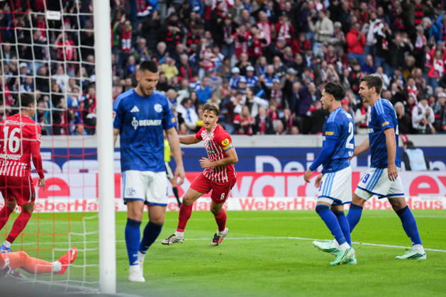 1 Bundesliga: SC Freiburg vs. FC Schalke 04, October 11, 2026—Celebration of the 1–0 goal by Maximilian Eggestein (SC Freiburg), 8 1 Bundesliga: SC Freiburg vs. FC Schalke 04, Europa-Park Stadium, October 11, 2026 DFB and DFL regulations prohibit any use of photographs as image sequences and or quasi-video. Copyright: xBEAUTIFULxSPORTS Boscox