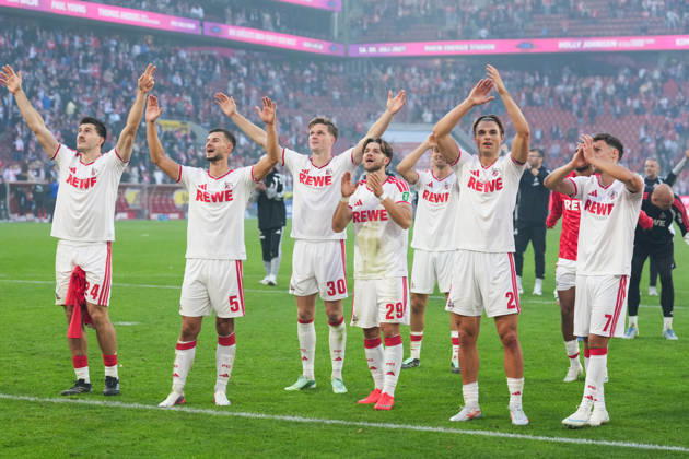 October 11, 2026, xydrx, Men s, Soccer, Bundesliga 1, 1. FC Köln vs. Borussia Mönchengladbach, 2026–2027 season, RheinEnergieSTADION Luka Lochoshvili 1 FC Köln, 24 Tom Krauß 1 FC Köln, 5 Marius Buelter 1 FC Köln, 30 Jan Thielmann 1 FC Köln, 29 Joel Schmied 1 FC Köln, 2 Luca Waldschmidt 1 FC Köln, 7 celebrate the victory. DFB regulations prohibit any use of photographs as image sequences and or quasi-video. Copyright: HMBxMedia YannisxDreimann