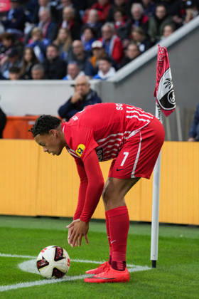 1 Bundesliga: SC Freiburg vs. FC Schalke 04, October 11, 2026, Derry Scherhant, SC Freiburg; 7 1 Bundesliga: SC Freiburg vs. FC Schalke 04, Europa-Park Stadium, October 11, 2026 DFB and DFL regulations prohibit any use of photographs as image sequences and or quasi-video. Copyright: xBEAUTIFULxSPORTS Boscox