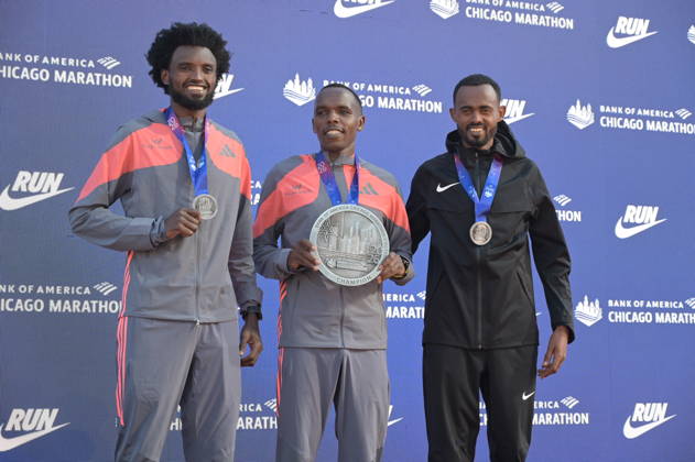 Chicago Marathon 2026 CHICAGO, ILLINOIS - OCTOBER 11: Kenyan runner Amos Kipruto wins the men s professional division at the 48th Bank of America Chicago Marathon in Chicago, United States on October 11, 2026. Over 55,000 participants competed on the 26.2-mile course starting and finishing in Grant Park. Ethiopian runner Tadese Bikila took silver medal and Ethiopian runner Mikesa Mengesha took the bronze medal. Jacek Boczarski Anadolu Chicago United States. Editorial use only. Please get in touch for any other usage. Copyright: x2026xAnadoluxJacekxBoczarskix
