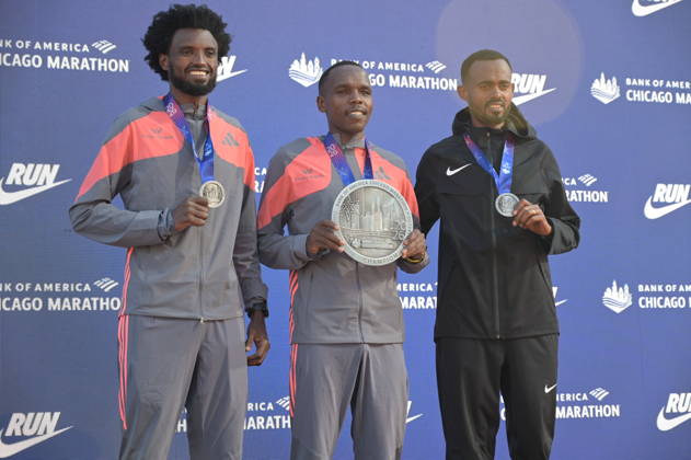 Chicago Marathon 2026 CHICAGO, ILLINOIS - OCTOBER 11: Kenyan runner Amos Kipruto wins the men s professional division at the 48th Bank of America Chicago Marathon in Chicago, United States on October 11, 2026. Over 55,000 participants competed on the 26.2-mile course starting and finishing in Grant Park. Ethiopian runner Tadese Bikila took silver medal and Ethiopian runner Mikesa Mengesha took the bronze medal. Jacek Boczarski Anadolu Chicago United States. Editorial use only. Please get in touch for any other usage. Copyright: x2026xAnadoluxJacekxBoczarskix