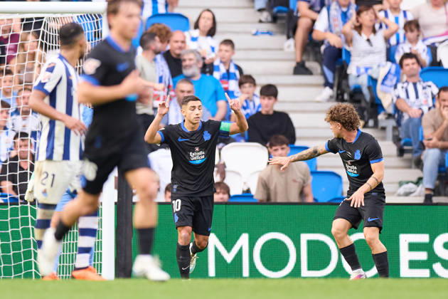 October 11, 2026, San Sebastian, Guipuzcoa, Spain: Yeremay Hernandez of RC Deportivo de A Coruna celebrates after scoring the team s second goal during the LaLiga EA Sports match between Real Sociedad and RC Deportivo de A Coruna at Anoeta on October 11, 2026, in San Sebastian, Spain. Real Sociedad V RC Deportivo De La Coruna - La Liga EA Sports - ZUMAa181 20261011_zaa_a181_134 Copyright: xRicardoxLarreinax