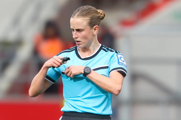Ingolstadt, Germany, October 11, 2026; 3rd Division 2026–2027, Matchday 8: FC Ingolstadt 04 vs. SV Wehen Wiesbaden. Pictured: Referee Davina Lutz. DFB and DFL regulations prohibit any use of photographs as image sequences and or quasi-video. Copyright: xFotostandx xSchäferx