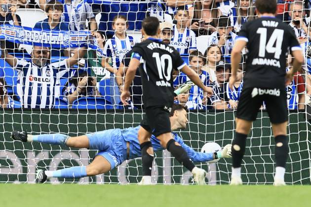 ESP LaLiga EA Sports Real Sociedad RC Deportivo La Coruna Yeremay Hernández of RC Deportivo scores a goal and celebrates during a LaLiga EA Sports match between Real Sociedad and RC Deportivo played at Anoeta Stadium in Gipuzkoa on October 11, 2026, in Spain. Spanish Soccer Copyright: xAgenciaxLOFx