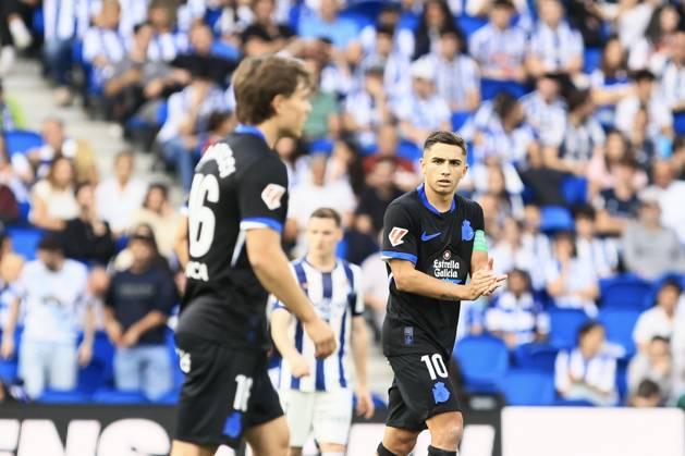 ESP LaLiga EA Sports Real Sociedad RC Deportivo La Coruna Yeremay Hernández of RC Deportivo scores a goal and celebrates during a LaLiga EA Sports match between Real Sociedad and RC Deportivo played at Anoeta Stadium in Gipuzkoa on October 11, 2026, in Spain. Spanish Soccer Copyright: xAgenciaxLOFx