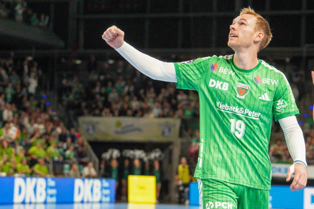 Pictured: Mathias Gidsel, Fuechse Berlin, 19, goal, score, celebration, goal celebration, joy, excitement, celebrating, cheering, October 11, 2026, Fuechse Berlin vs. TVB Lemgo Lippe, HBL, Handball Bundesliga, 2026–27 season, Max Schmeling Hall, October 11, 2026, Fuechse Berlin vs. TVB Lemgo Lippe, HBL, Handball Bundesliga, 2026–27 season, Max Schmeling Hall Copyright: HMBxMedia xPascalxSpanehl