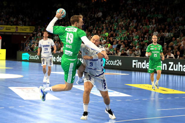 October 11, 2026, GER Germany, Handball, 1st Bundesliga, August 27, 2026, 2026–2027 season, Berlin, Fuechse Berlin vs. TBV Lemgo Lippe, Mathias Gidsel (Fuechse Berlin 19), Christian O’Sullivan (Lemgo 9), nordphoto GmbH, Engler Berlin, Max Schmeling Hall, Berlin, Germany Copyright: xNordphotox xEnglerx