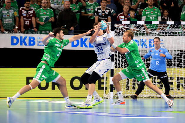 October 11, 2026, GER Germany, Handball, 1st Bundesliga, August 27, 2026, 2026–2027 season, Berlin, Fuechse Berlin vs. TBV Lemgo Lippe Palicka, Andreas Fuechse Berlin 12, Max Darj Fuechse Berlin 5, Lauro Pichiri Fuechse Berlin 24, Joel Willecke Lemgo 24, nordphoto GmbH, Engler Berlin, Max Schmeling Hall, Berlin, Germany Copyright: xNordphotox xEnglerx
