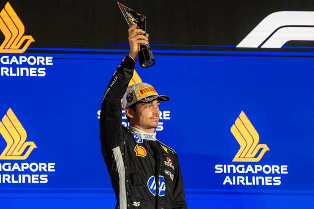 2026 Formula 1 Singapore Grand Prix - Podium CHARLES LECLERC 16 (MON) of Scuderia Ferrari HP (Ferrari SF-26) on Sunday Race Day during the Formula 1 Singapore Airlines Singapore Grand Prix 2026 at Marina Bay Street Circuit, Singapore, on October 11, 2026. Photo by Antoine Lapeyre Reveries Agency via ABACAPRESS.COM Singapore Singapore Copyright: xAntoinexLapeyre ReveriesxAgency ABACAx