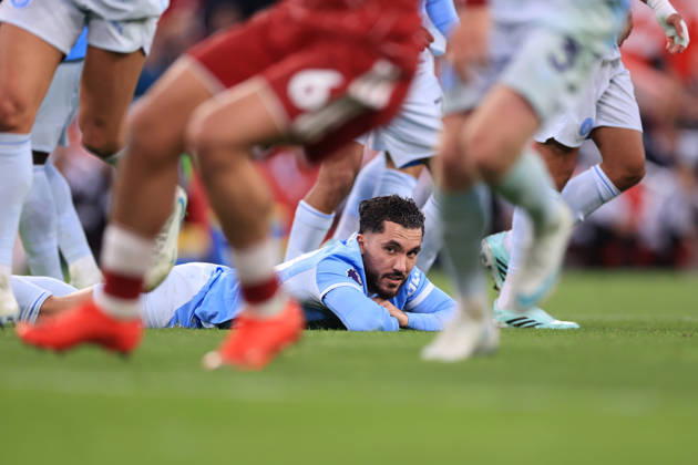 Liverpool gegen Manchester City, 11. Oktober 2026, Premier League, Liverpool gegen Manchester City, Rayan Cherki von Manchester City, Foto: Simon Stacpoole, Abseits, Liverpool, Großbritannien Copyright: xSimonxStacpoolexOffside