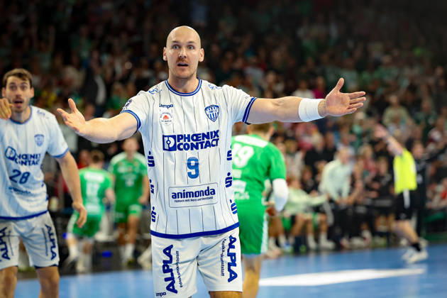 October 11, 2026, xBHAx, Handball, Opel HBL, 2026–2027 season, 1st HBL, Füchse Berlin vs. TBV Lemgo Lippe, Max Schmeling Hall—Christian O’Sullivan of TBV Lemgo Lippe gives a questioning look, 9 Berlin, German