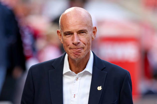 October 11, 2026, xkwix, Soccer, Bundesliga, 1. FC Köln vs. Borussia Mönchengladbach, RheinEnergieSTADION, Matchday 5, 2026–2027 Season. 1 FC Köln President Jörn Stobbe grinning. DFB regulations prohibit any use of photographs as image sequences and or quasi-video. Photo: xKamilxWilkowskixPressefotoKochx, North Rhine-Westphalia, Germany