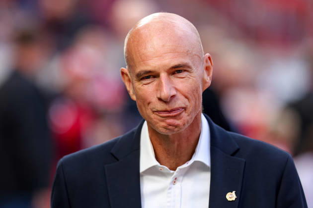 October 11, 2026, xkwix, Soccer, Bundesliga, 1. FC Köln vs. Borussia Mönchengladbach, RheinEnergieSTADION, Matchday 5, 2026–2027 Season. 1 FC Köln President Jörn Stobbe grinning. DFB regulations prohibit any use of photographs as image sequences and or quasi-video. Photo: xKamilxWilkowskixPressefotoKochx, North Rhine-Westphalia, Germany