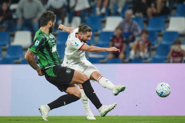 Milan s Adrien Rabiot goal 0-1 during the Serie A soccer match between Sassuolo and Milan at the Mapei Stadium in Reggio Emilia, north Italy - Sunday, October 11, 2026 - Copyright: xMassimoxPaolone LaPressex