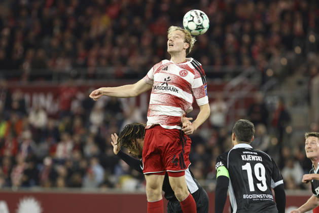Lukas Bornschein of Fortuna Düsseldorf in action, on the ball, making a solo run during the 3. Liga match between Fortuna Düsseldorf and SC Verl at the Merkur Spiel Arena on October 11, 2026, in Düsseldorf, Germany. Photo by Oliver Kaelke, DeFodi Images. Lukas Bornschein of Fortuna Düsseldorf controls the ball during the 3. Liga match between Fortuna Düsseldorf and SC Verl at Merkur Spiel Arena on October 11, 2026 in Düsseldorf, Germany. Photo by Oliver Kaelke, DeFodi Images. DFB and DFL regulations prohibit any use of photographs as image sequences and or quasi-video. Photo by Oliver Kaelke, DeFodi Images.