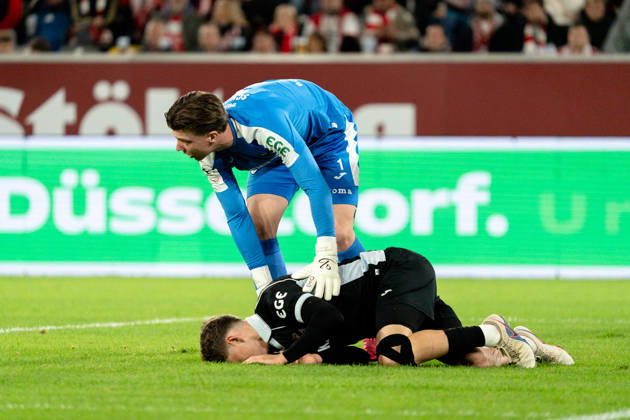 Germany 3rd Division 2026–2027 Fortuna Düsseldorf vs. SC Verl Matchday 8, October 12, 2026, Merkur Spiel Arena, North Rhine-Westphalia Timo Schlieck (SC Verl), Janne Bernier (SC Verl), 34 Copyright: xCelinaxLeiersx